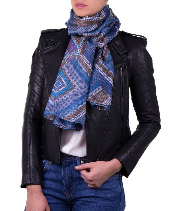 Foulard soie MAIA metric blue femme