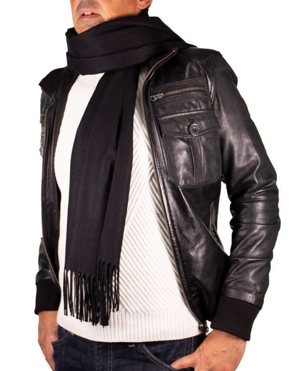 Echarpe cachemire et laine BHOPAL black homme