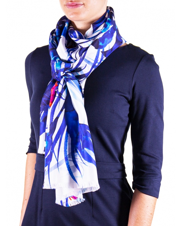 Foulard soie MELI blue tropic femme