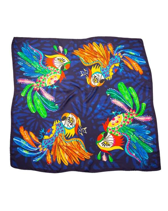 Carre de soie MIKI rainbow parrot femme